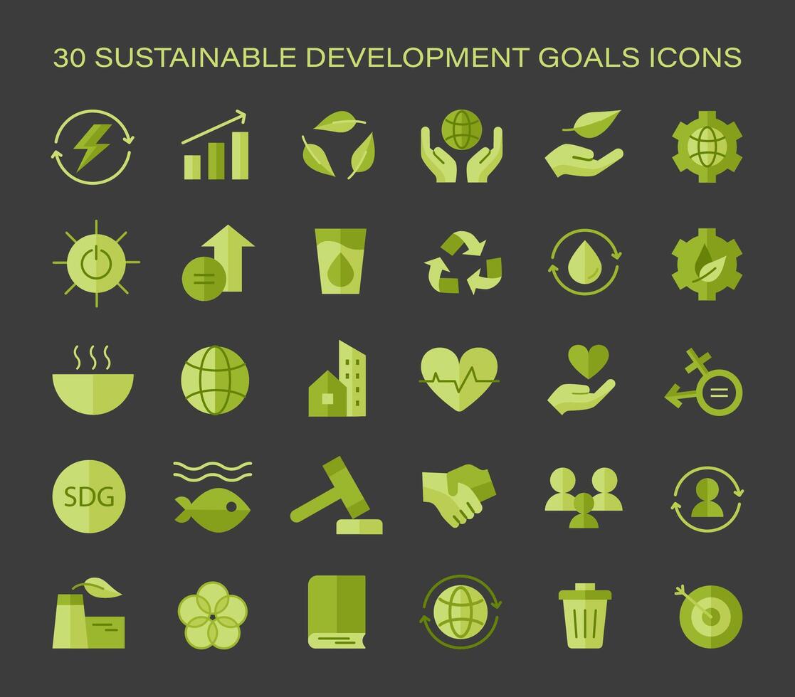sustentável desenvolvimento metas ícone definir. global Objetivos visual guia. vetor