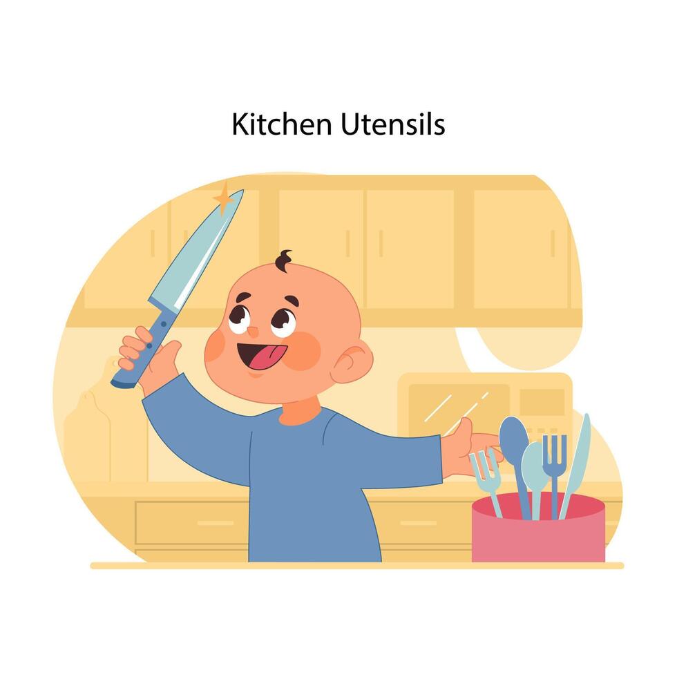 cozinha utensílios perigo. plano vetor ilustração