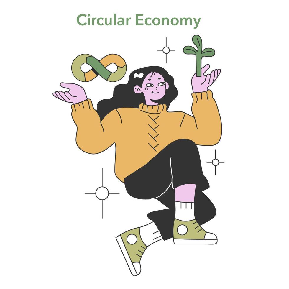 circular economia conceito arte. plano vetor ilustração