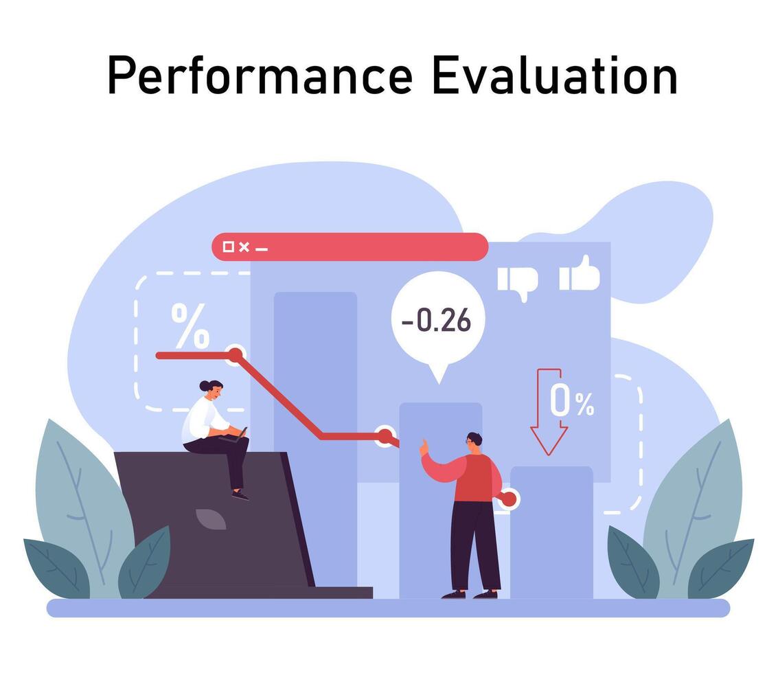 desempenho avaliação conceito. plano vetor ilustração