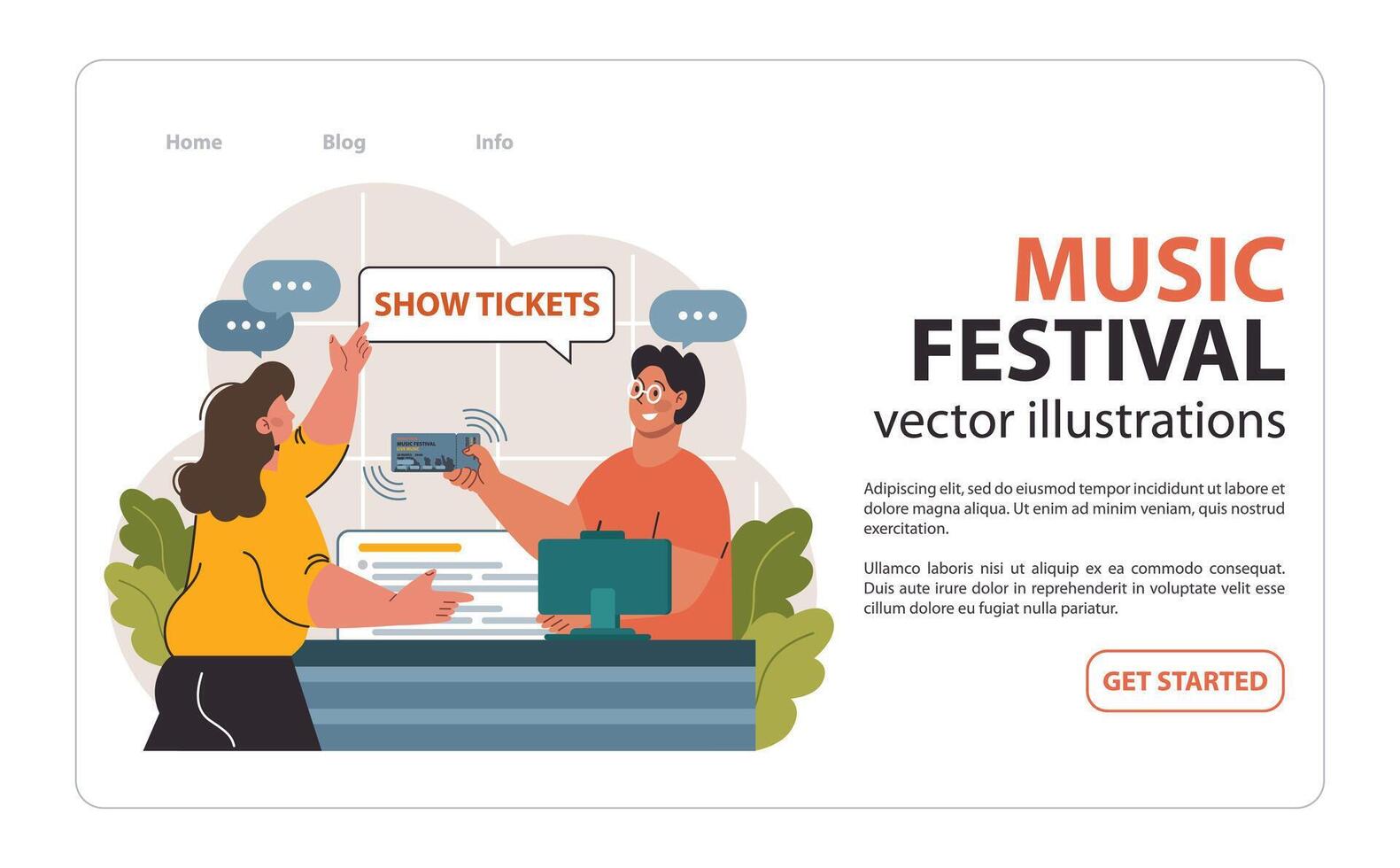 ansioso show frequentador compra música festival bilhetes de. plano vetor ilustração