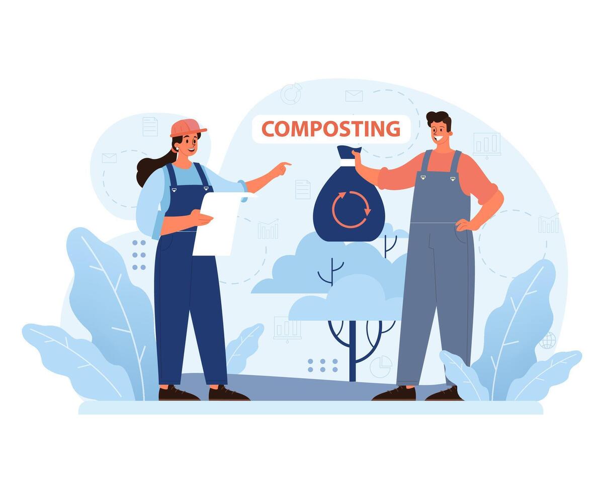 compostagem processo explicado conceito. plano vetor ilustração.
