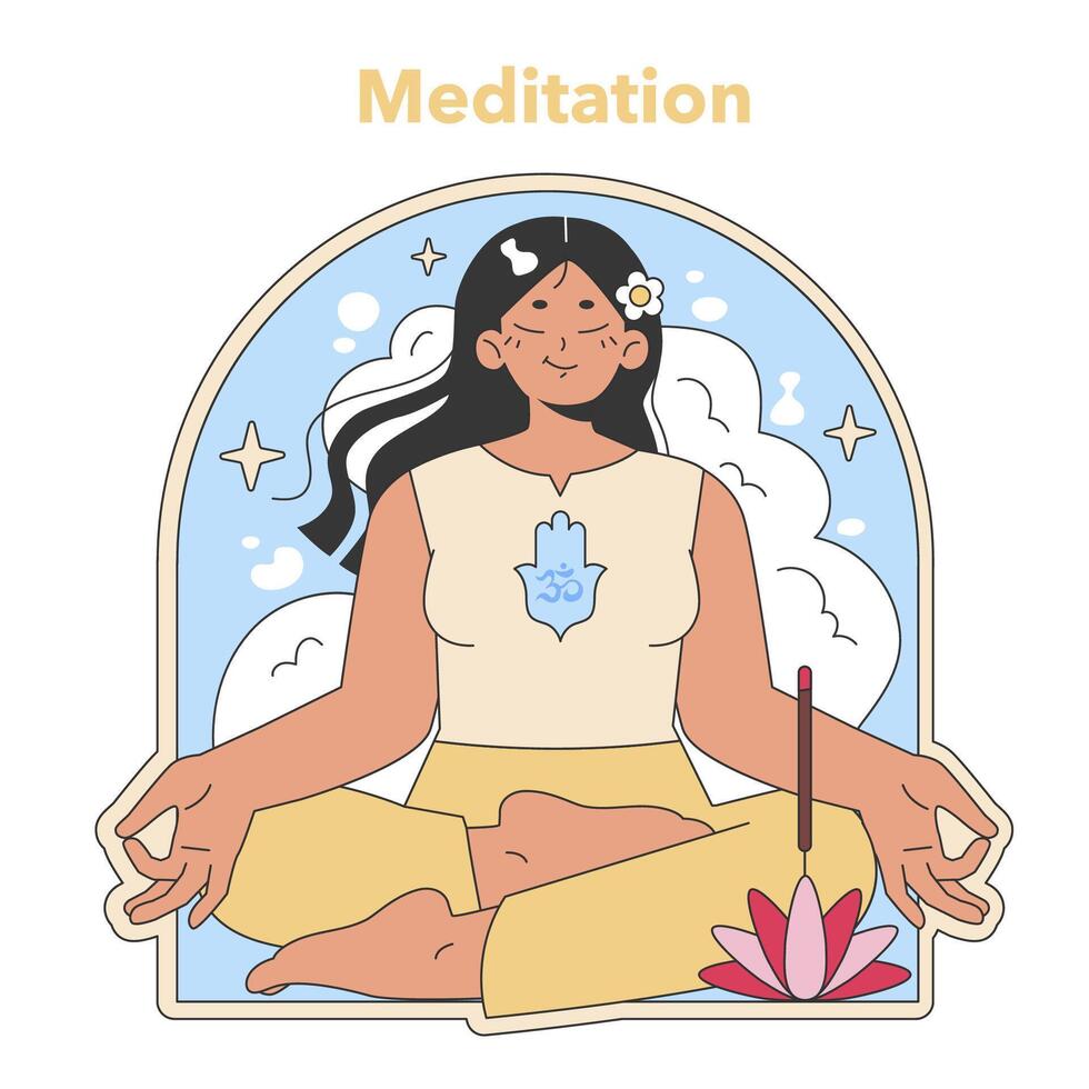 meditação prática ilustração. plano vetor ilustração.