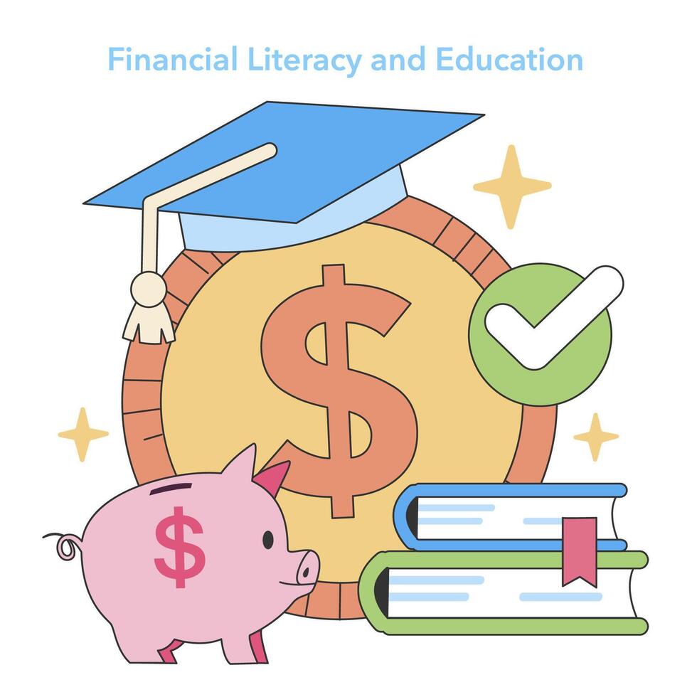financeiro alfabetização e Educação conceito. plano vetor ilustração.