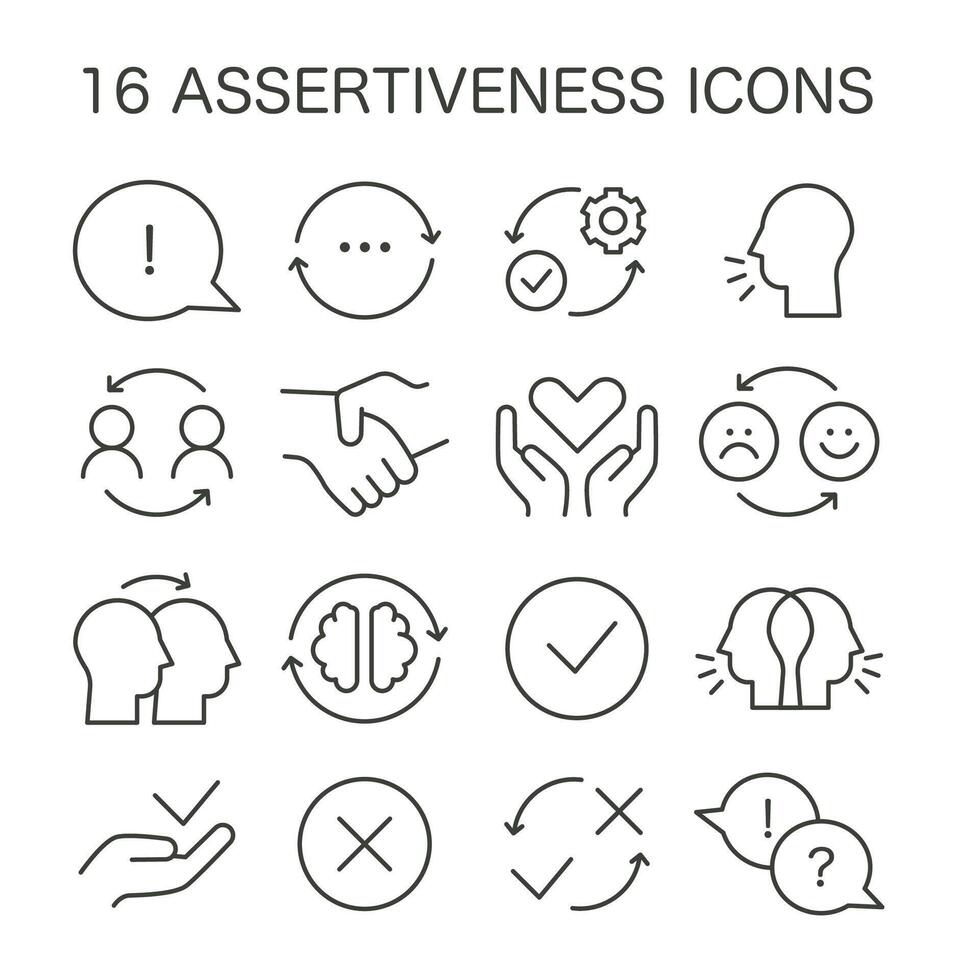 assertividade ícone definir. plano vetor ilustração