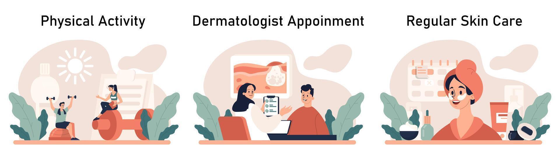 acne tratamento definir. dermatologia e cosmetologia diagnóstico e Cuidado. vetor