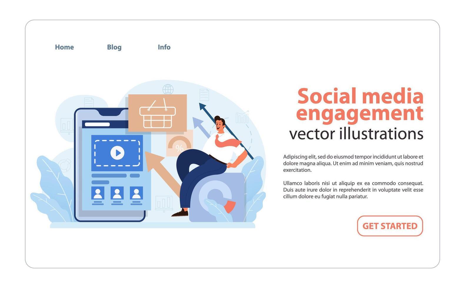 social meios de comunicação noivado. dinâmico ilustração do uma social meios de comunicação estrategista aumentando marca. vetor