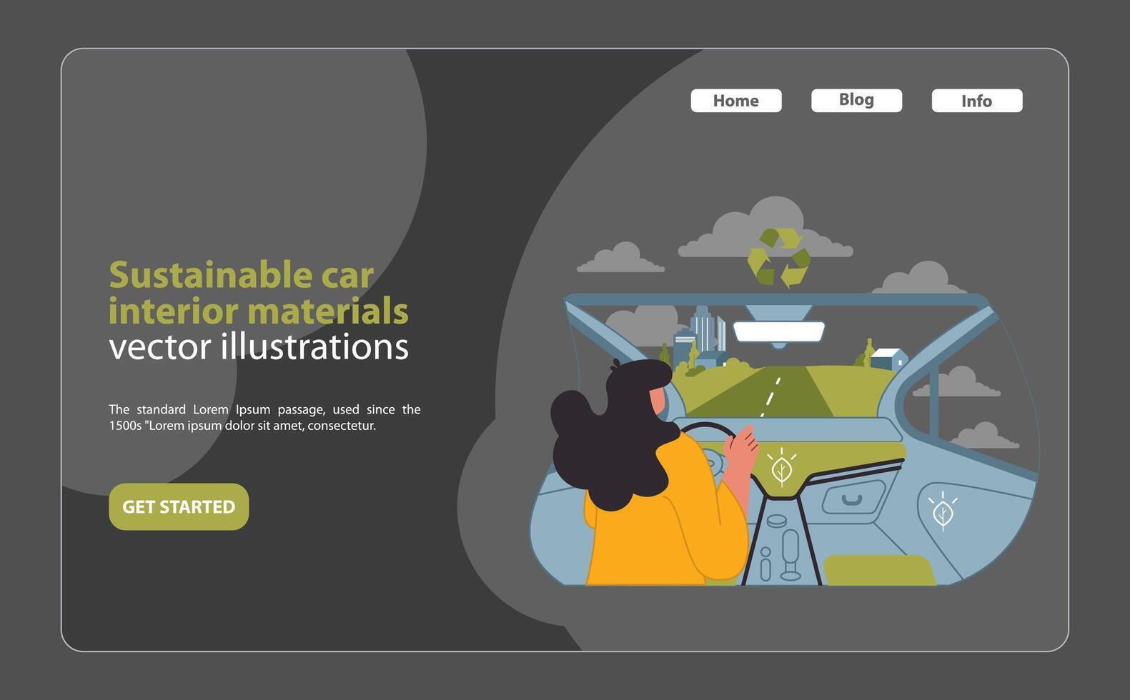 sustentável carro interior materiais ilustração. uma pensativamente projetado vetor. vetor