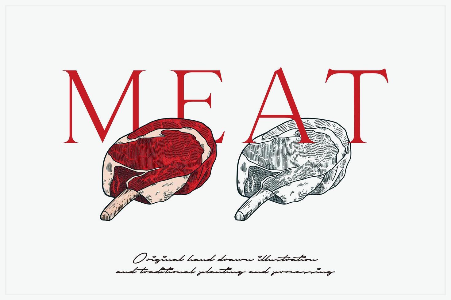 mão desenhado carne vetor ilustração