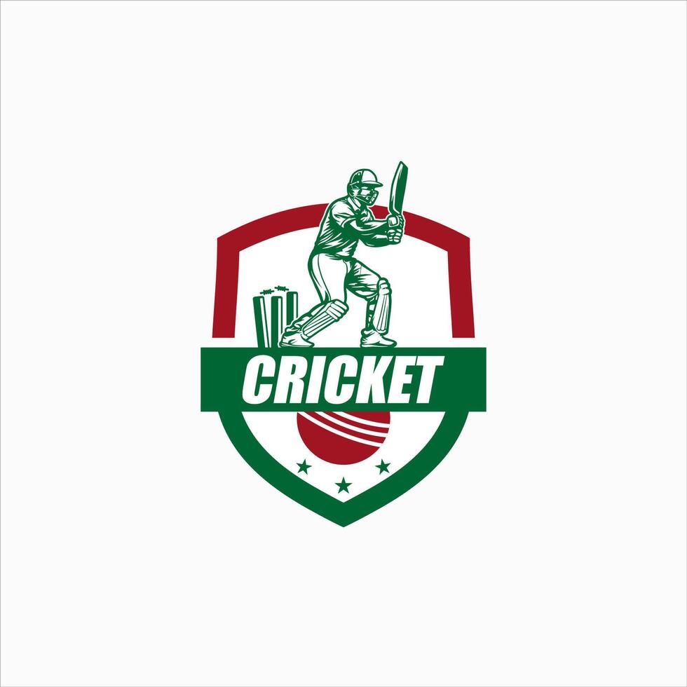 design de modelo de logotipo de esporte de críquete vetor