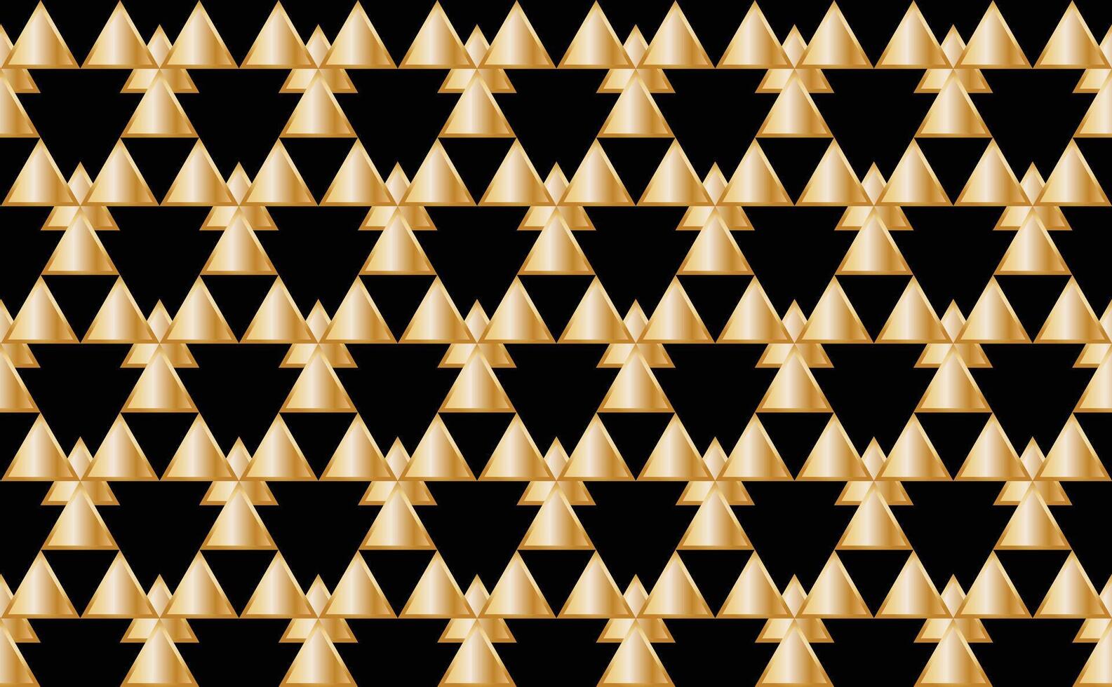 ilustração papel de parede, abstrato geométrico estilo. recorrente amostra dourado triângulo em Preto fundo. vetor