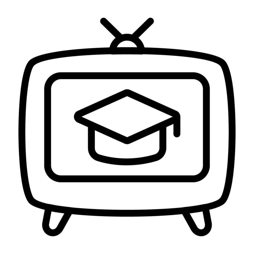 mortarboard dentro televisão, educacional transmissão ícone vetor