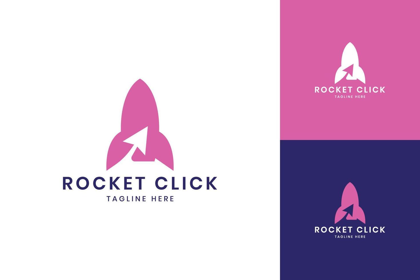foguete clique design do logotipo do espaço negativo vetor