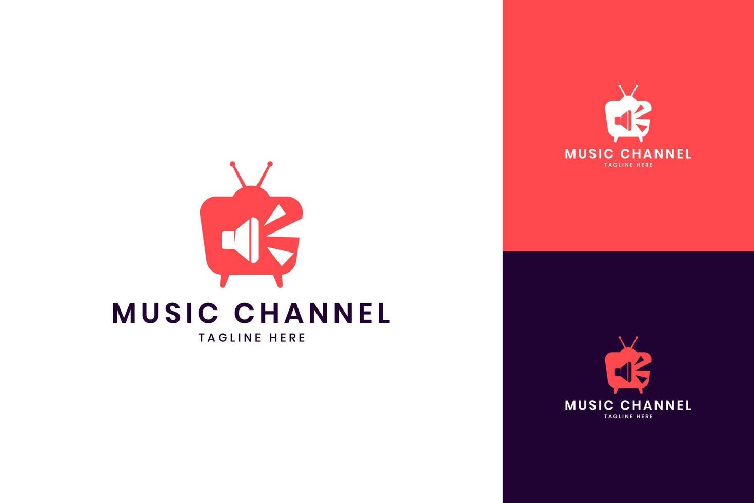 design do logotipo do espaço negativo da música televisão vetor