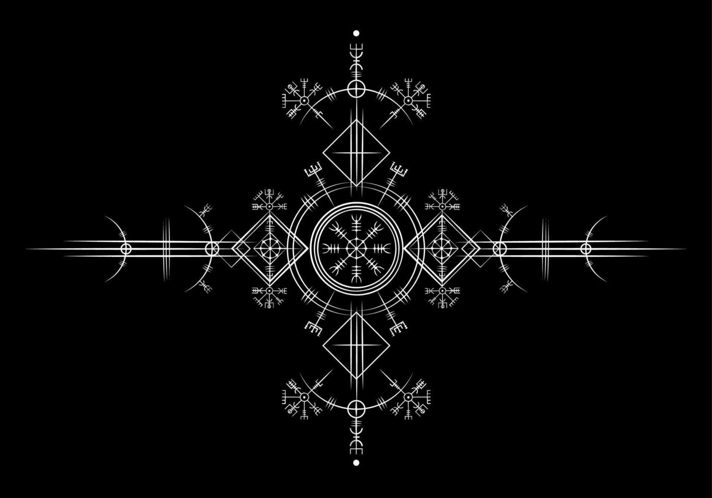 magia antiga viking art déco, bússola de navegação branca vegvisir antiga. os vikings usavam muitos símbolos de acordo com a mitologia nórdica, amplamente usada na sociedade viking. ícone do logotipo sinal esotérico wiccan vetor