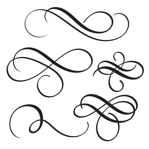 conjunto de vindima florescer arte decorativa caligrafia whorls para texto. Ilustração vetorial EPS10 vetor