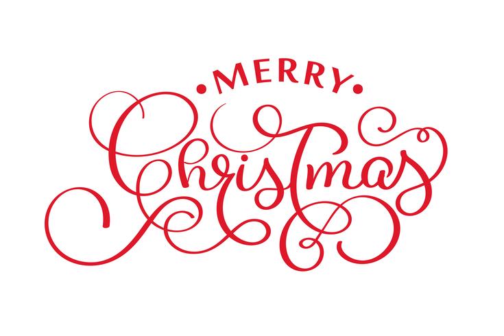 feliz Natal vermelho letras manuscritas inscrição natal feriado frase, tipografia banner com script de pincel, ilustração vetorial de caligrafia vetor