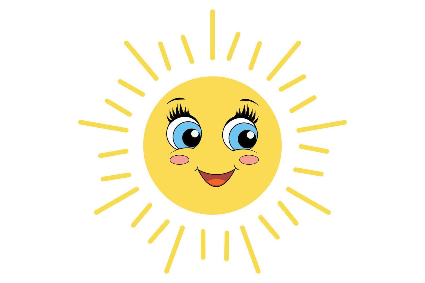 vetor Sol ilustração do uma fofa Sol com azul olhos dentro kawaii estilo