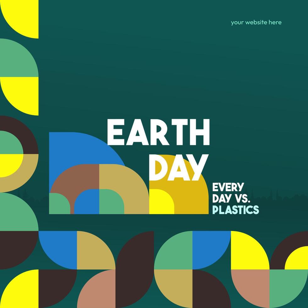 terra dia bandeira. moderno geométrico abstrato fundo dentro de Meio Ambiente cores para terra dia. feliz terra dia cumprimento cartão cobrir com texto. vetor ilustração do terra dia para consciência