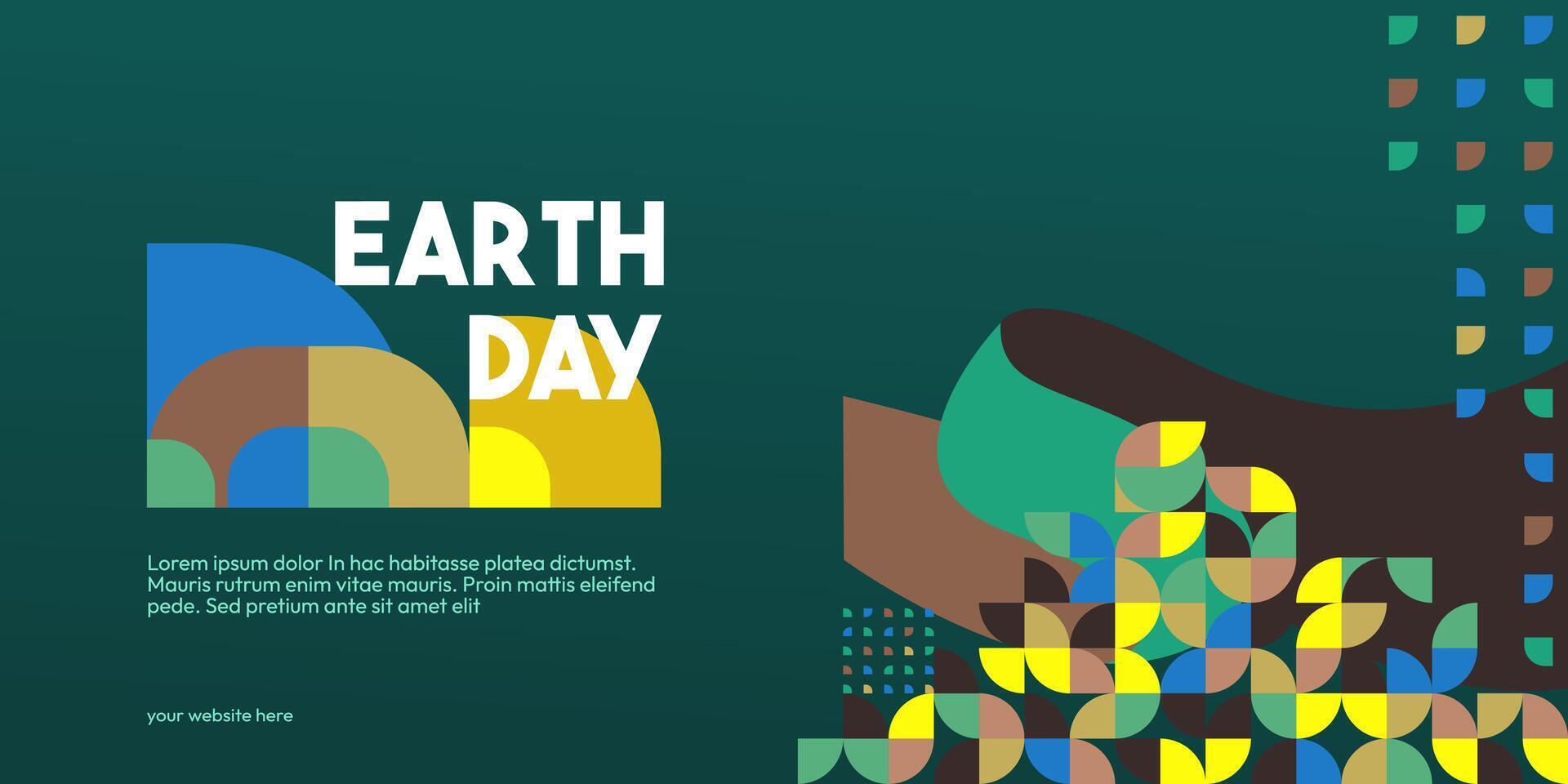 terra dia bandeira. moderno geométrico abstrato fundo dentro de Meio Ambiente cores para terra dia. feliz terra dia cumprimento cartão cobrir com texto. vetor ilustração do terra dia para consciência