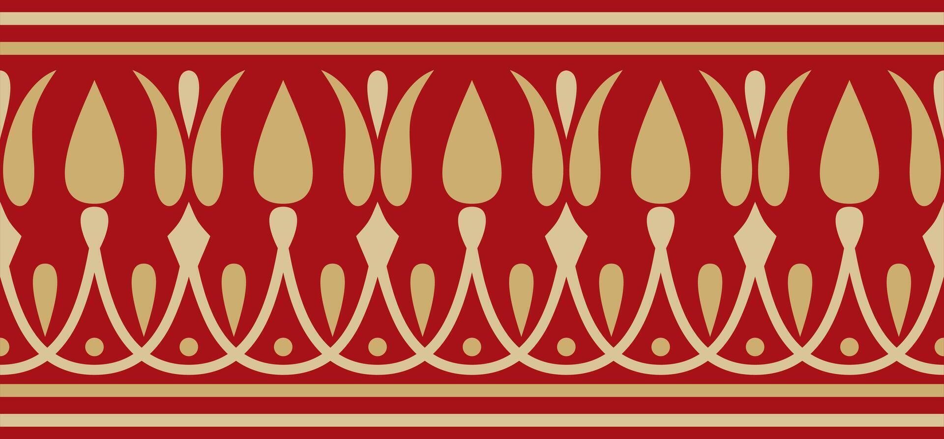 vetor ouro e vermelho desatado clássico grego meandro ornamento. padronizar do antigo Grécia. fronteira, quadro, Armação do a romano Império.