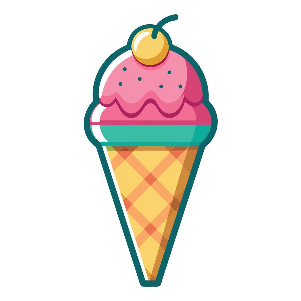 gelo creme cone desenho animado vetor e ilustração. gelo creme doce Comida ícone creme colori esboço