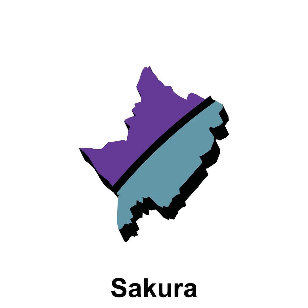 mapa do sakura simples Projeto com roxa e azul cor, mapa em branco fundo vetor