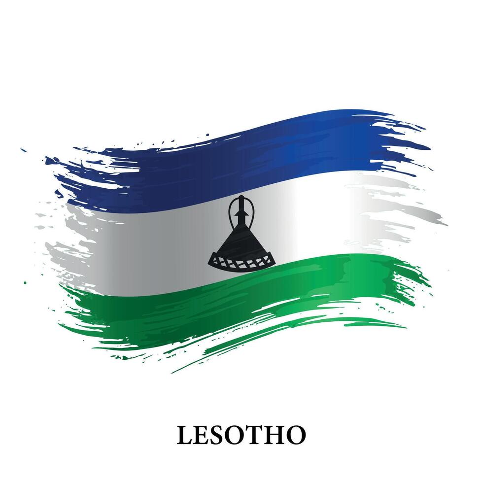 grunge bandeira do Lesoto, escova acidente vascular encefálico vetor