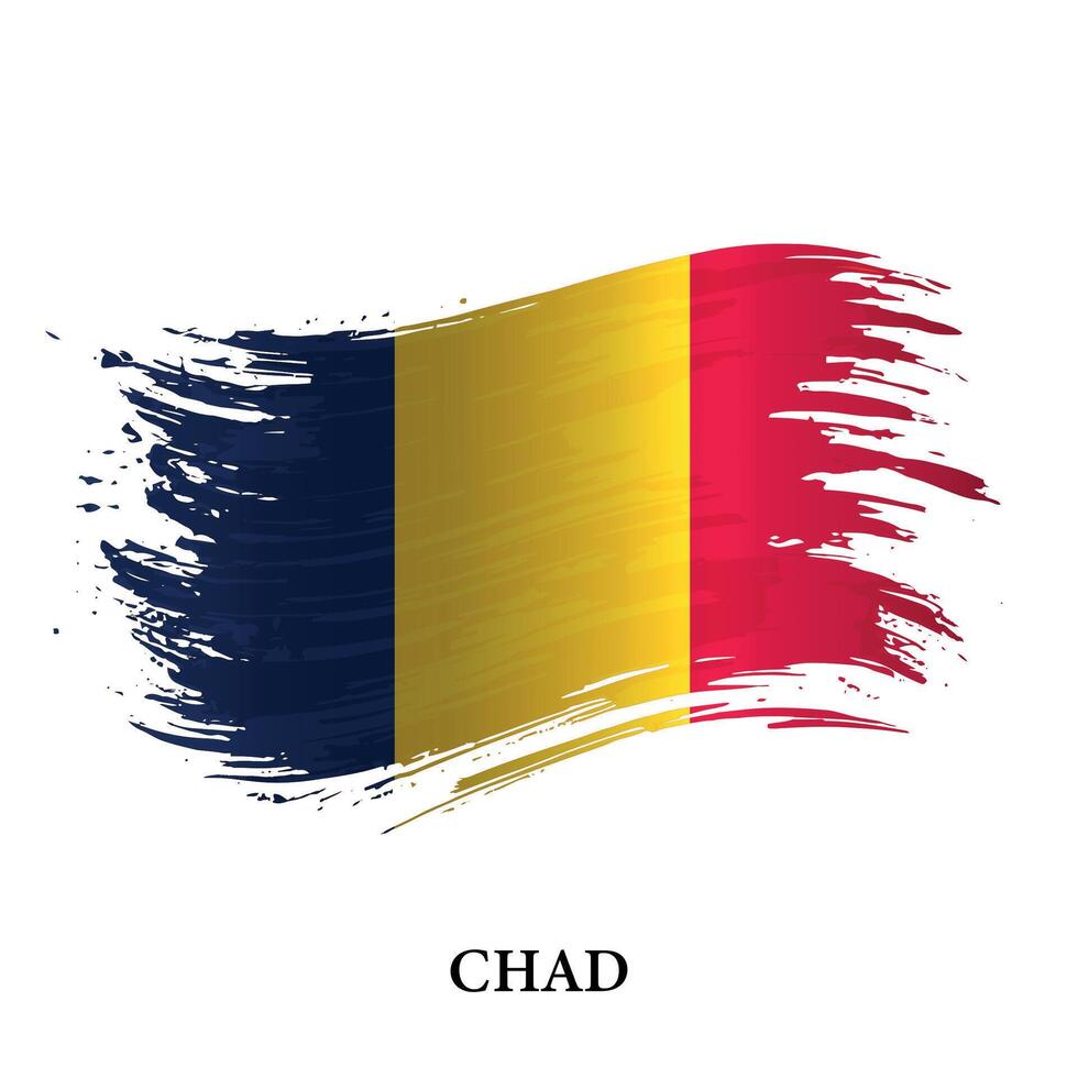 grunge bandeira do Chade, escova acidente vascular encefálico vetor