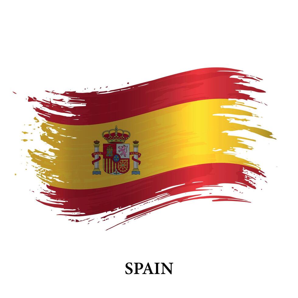 grunge bandeira do Espanha, escova acidente vascular encefálico vetor