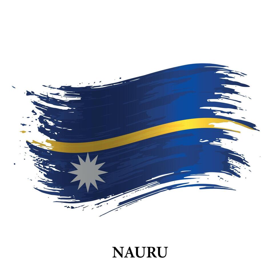 grunge bandeira do nauru, escova acidente vascular encefálico vetor