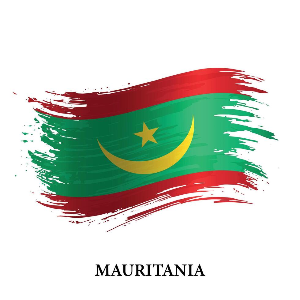 grunge bandeira do Mauritânia, escova acidente vascular encefálico vetor