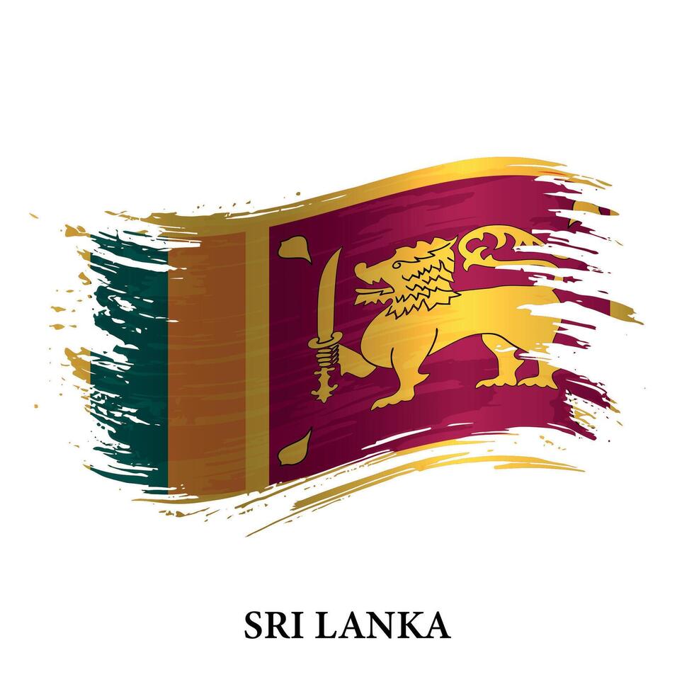 grunge bandeira do sri lanka, escova acidente vascular encefálico fundo vetor