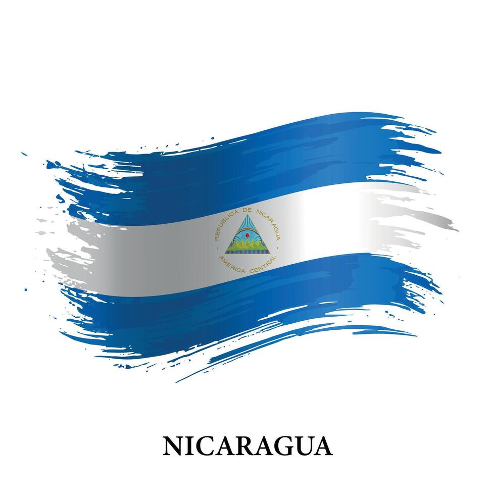 grunge bandeira do Nicarágua, escova acidente vascular encefálico vetor