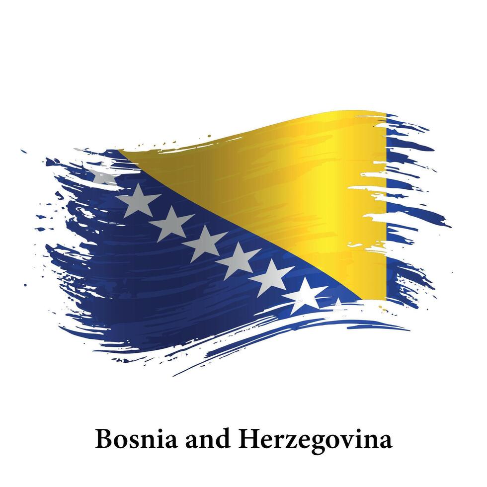 grunge bandeira do Bósnia e herzegovina, escova acidente vascular encefálico vetor