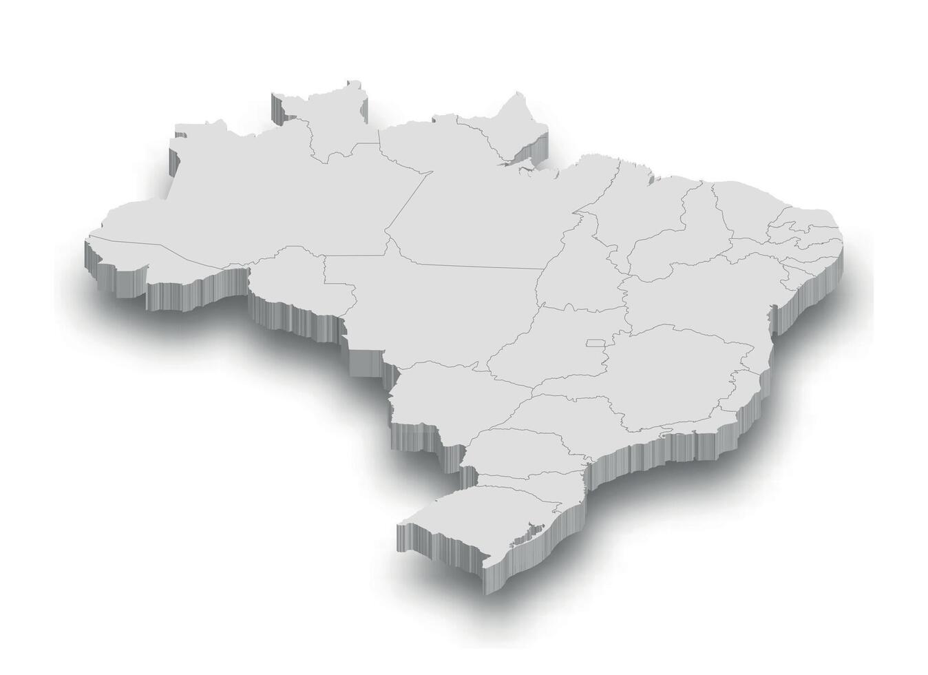 3d Brasil branco mapa com regiões isolado vetor