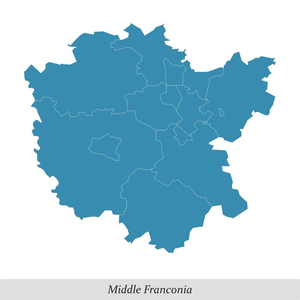 mapa do meio franconia é uma região dentro bavaria Estado do Alemanha vetor