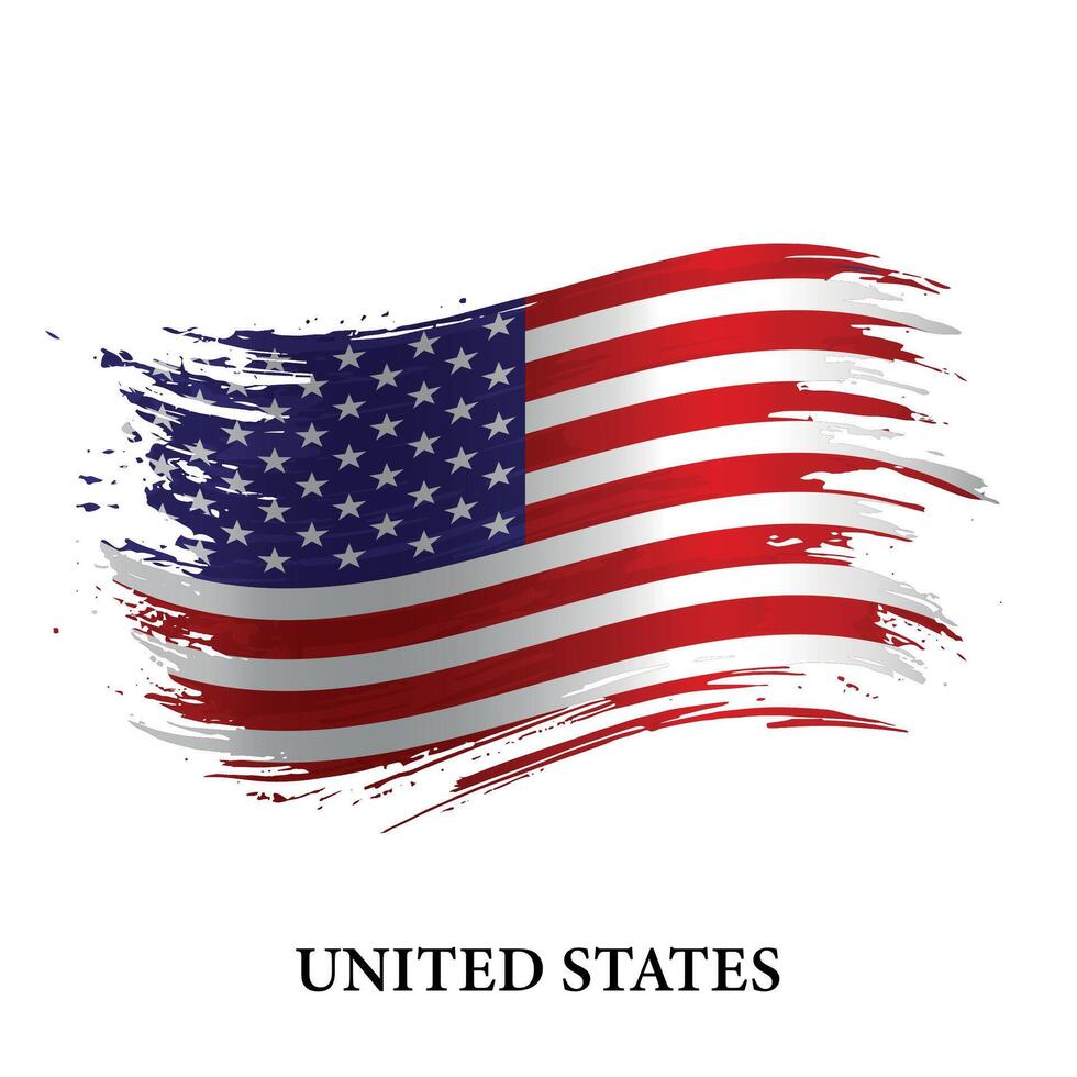 grunge bandeira do Unidos estados, escova acidente vascular encefálico vetor