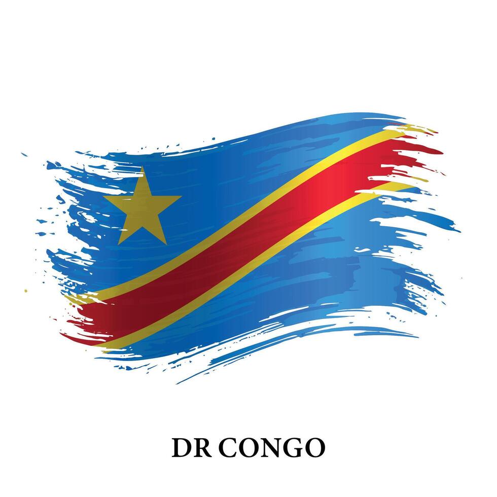 grunge bandeira do dr Congo, escova acidente vascular encefálico vetor