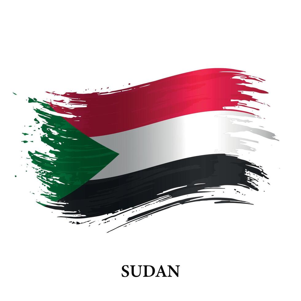 grunge bandeira do Sudão, escova acidente vascular encefálico vetor