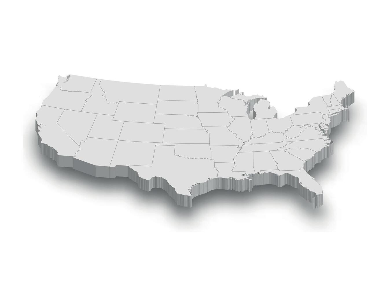 3d Unidos estados branco mapa com regiões isolado vetor