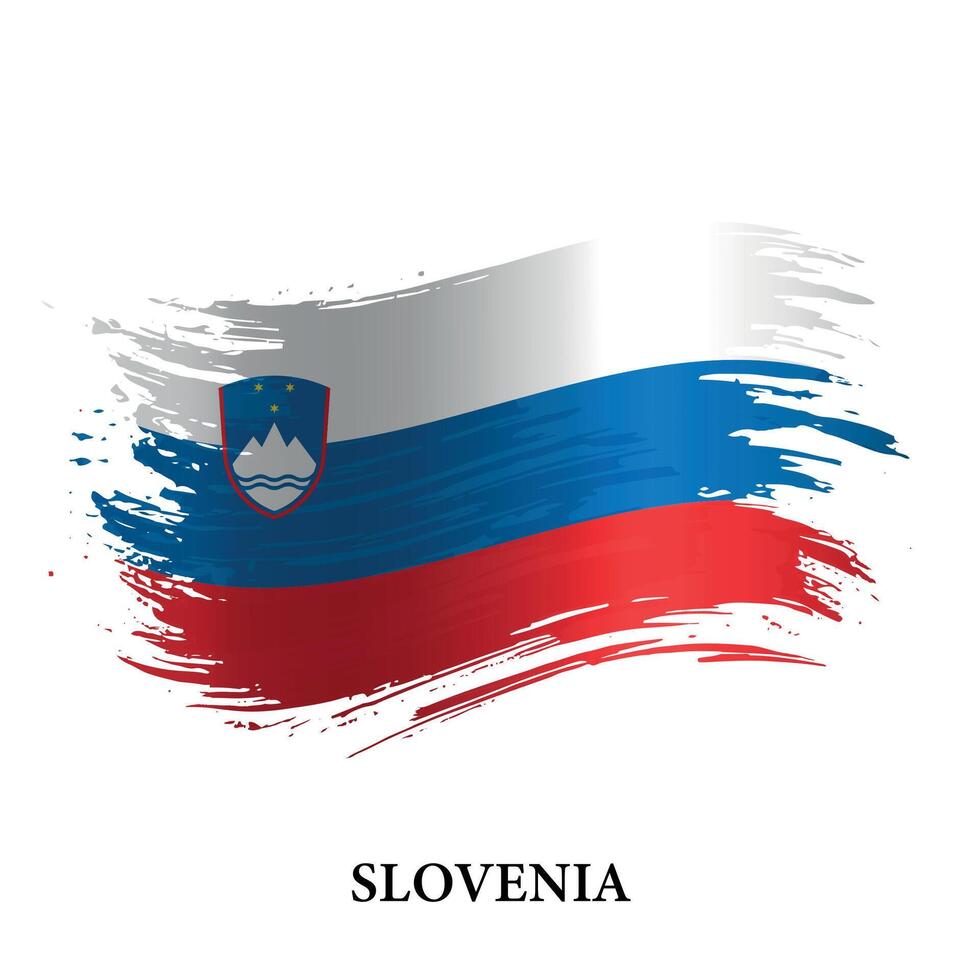 grunge bandeira do Eslovénia, escova acidente vascular encefálico vetor