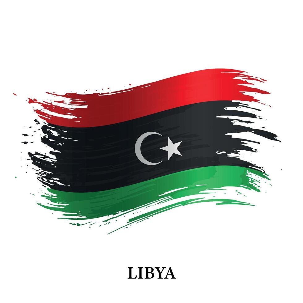 grunge bandeira do Líbia, escova acidente vascular encefálico vetor