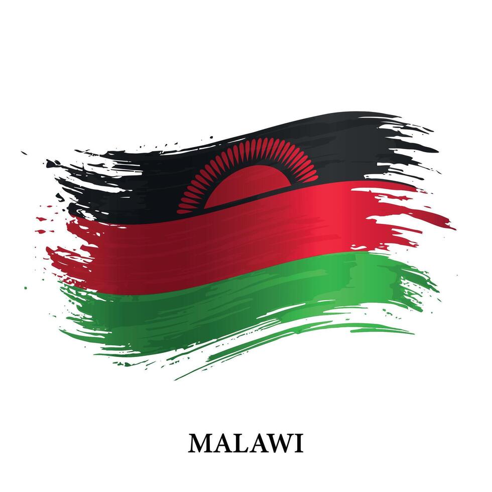 grunge bandeira do maláui, escova acidente vascular encefálico vetor