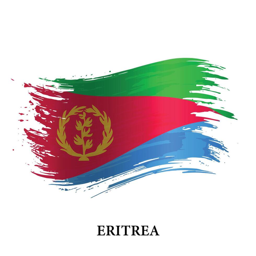 grunge bandeira do eritreia, escova acidente vascular encefálico vetor