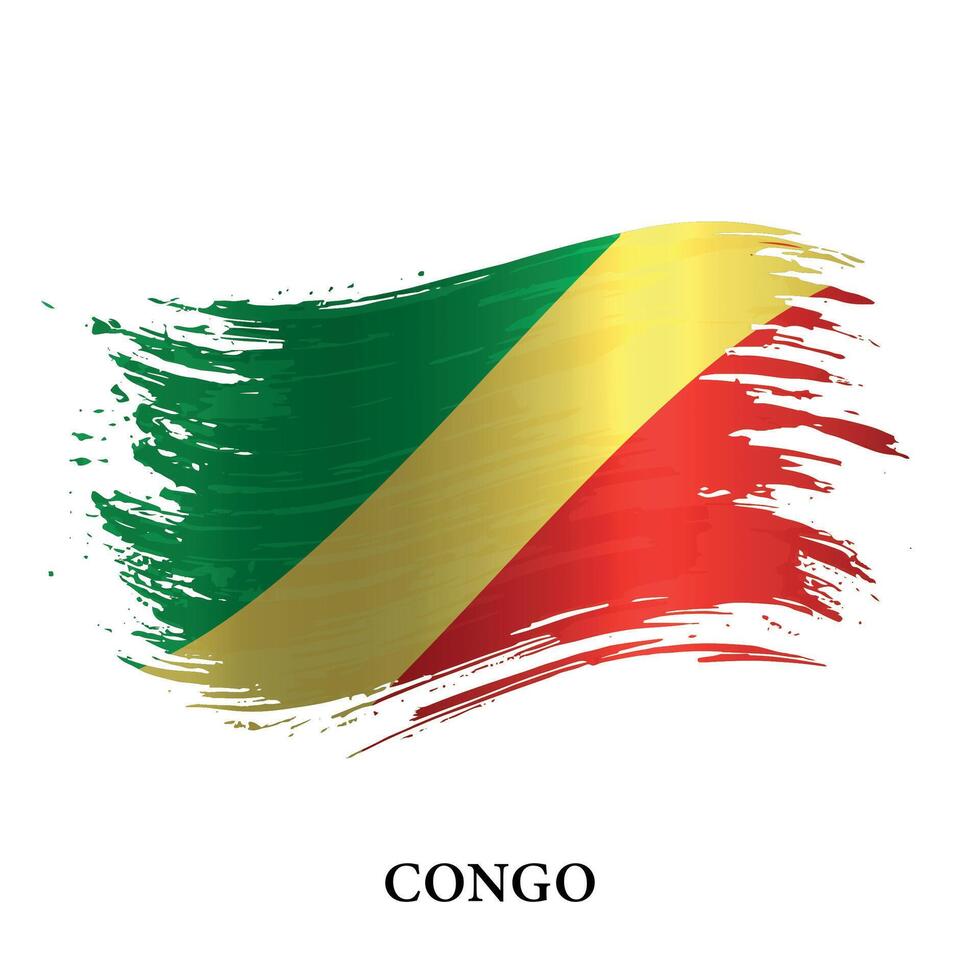 grunge bandeira do Congo, escova acidente vascular encefálico vetor