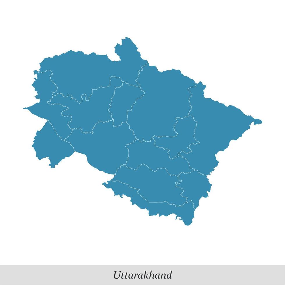mapa do uttarakhand é uma Estado do Índia com distritos vetor