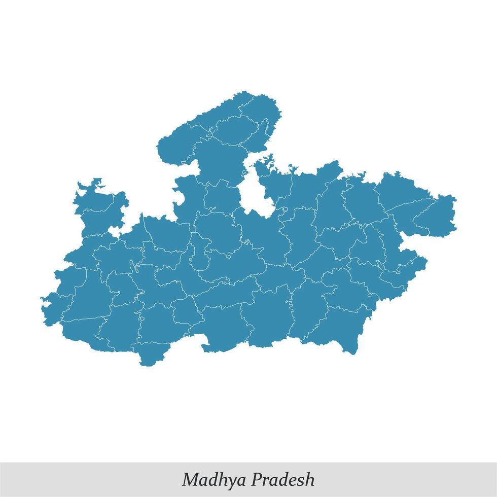 mapa do madhya pradesh é uma Estado do Índia com distritos vetor