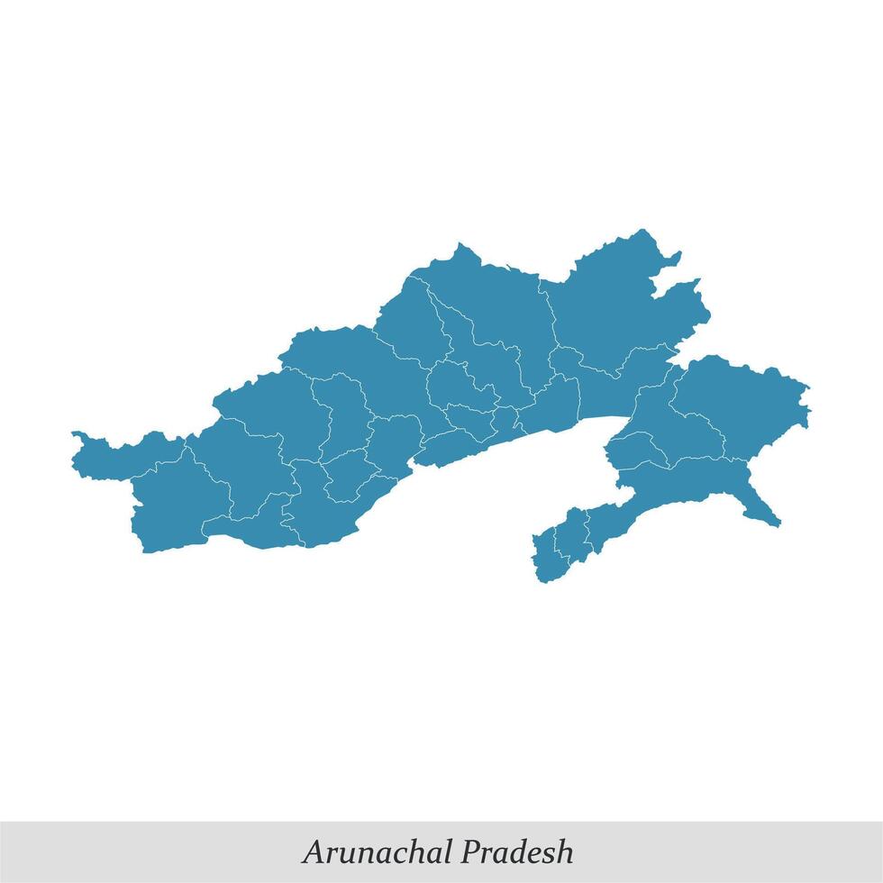mapa do arunachal pradesh é uma Estado do Índia com distritos vetor