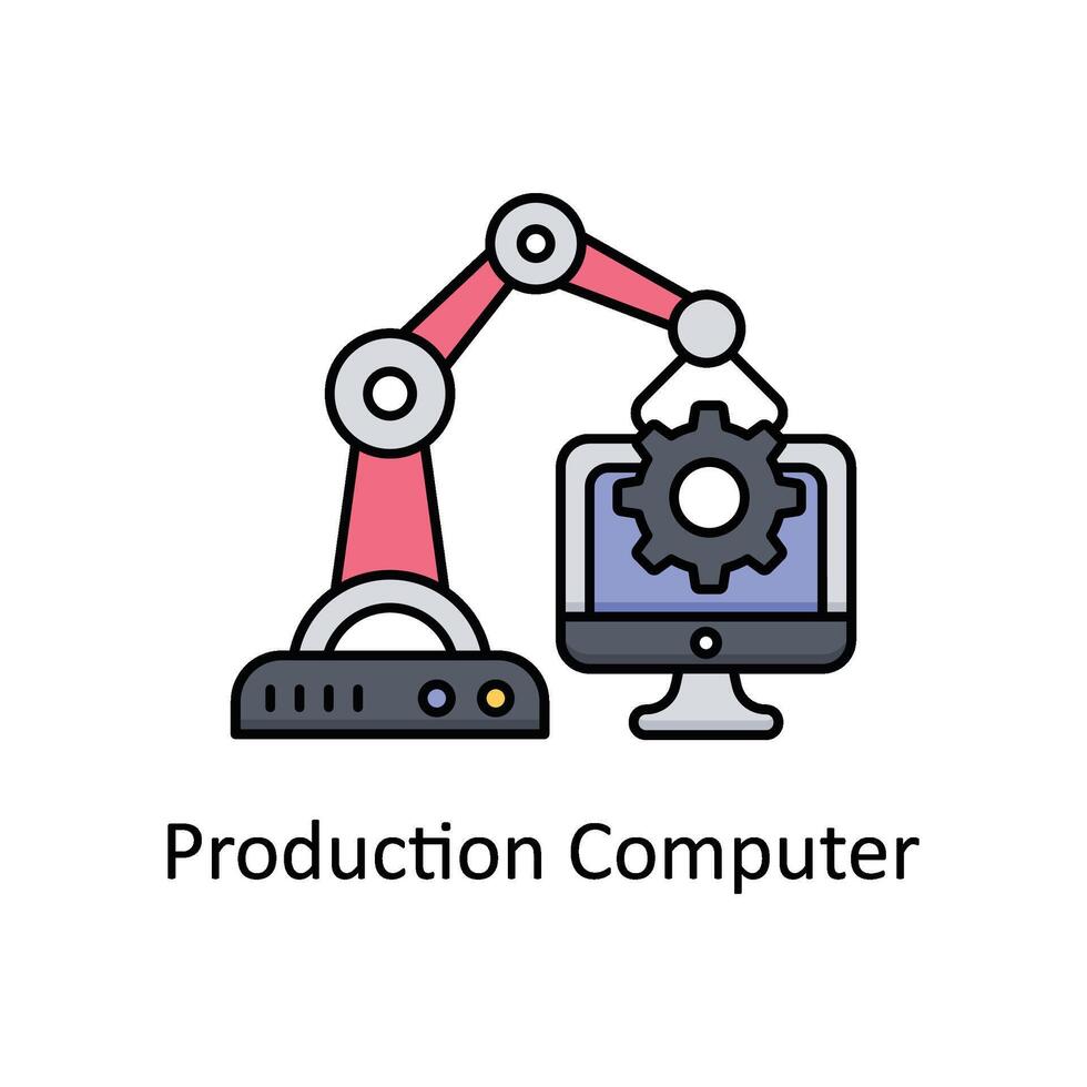 Produção computador vetor preenchidas esboço ícone Projeto ilustração. fabricação unidades símbolo em branco fundo eps 10 Arquivo